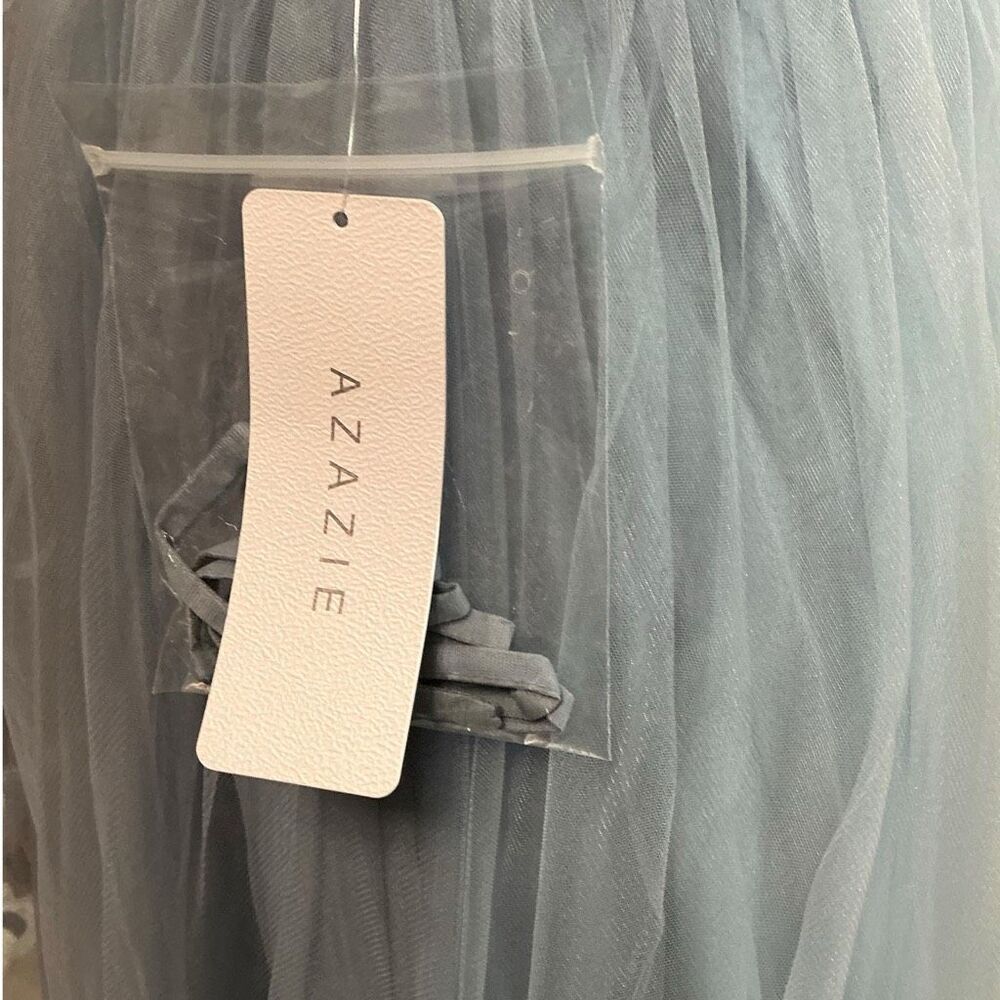 Azazie Dusty Blue Lace Bridesmaid Dress - Picture 6 of 15